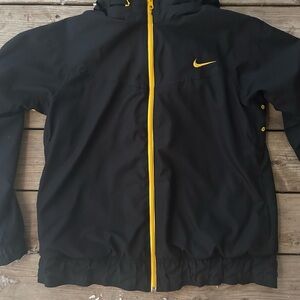 Nike Black Reversible Jacket Nylon Mesh Black Yellow Embroidered Swoosh